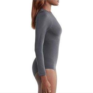 Pinsy -533 NWT Butter Sculpt Long Sleeve Bodysuit Grey Women's Plus Size 3X‎
